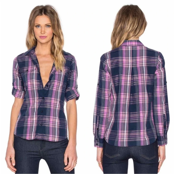 Patagonia Long Sleeved Overcast Plaid Shirt in Mock Purple size 2 - Picture 1 of 12
